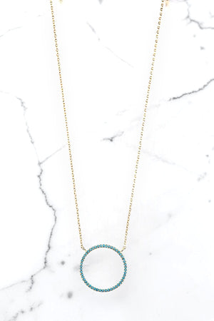 GEMSTONE PAVE RING PENDANT NECKLACE