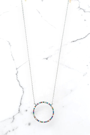GEMSTONE PAVE RING PENDANT NECKLACE