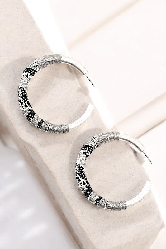 ANIMAL PATTERN WRAPPED SEMI HOOP EARRING