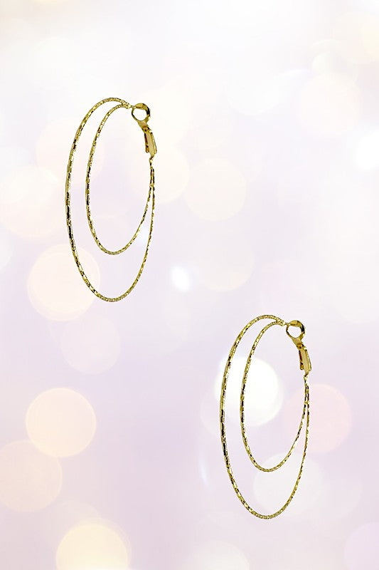 Detailed Double Ring Hoop Earring