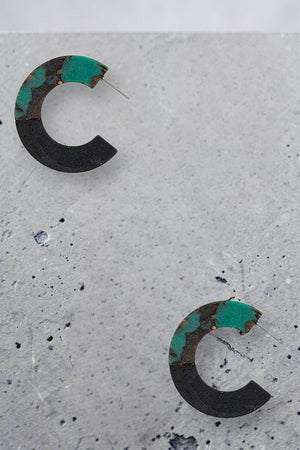 HALF WOOD ACETATE SEMI HOOP EARRING