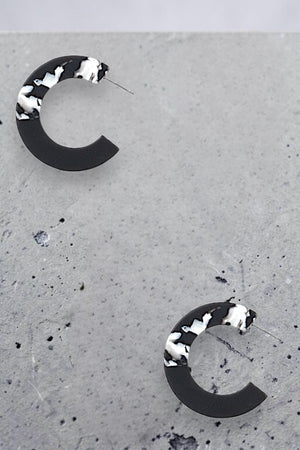 HALF WOOD ACETATE SEMI HOOP EARRING
