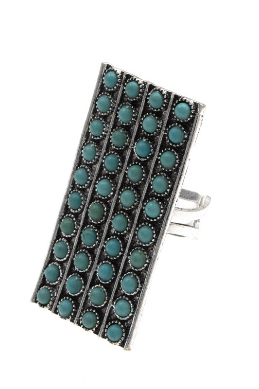 GEM PAVE RECTANGLE CUFF RING