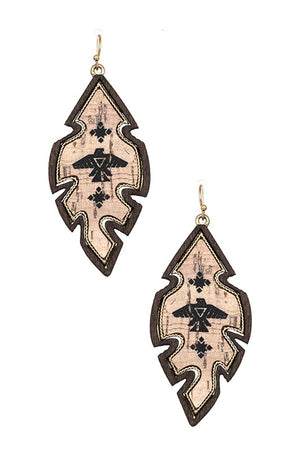 TRIBAL PRINT WOOD CUT EARRING