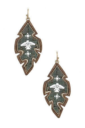 TRIBAL PRINT WOOD CUT EARRING