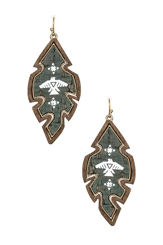 TRIBAL PRINT WOOD CUT EARRING