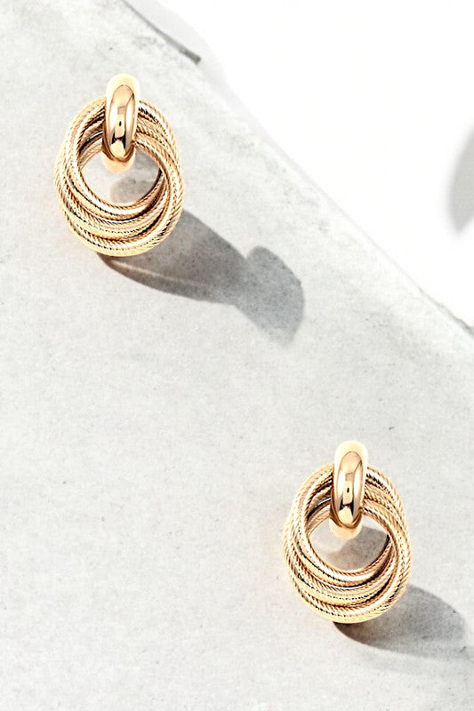 INTERLOCKED RING DROP EARRING