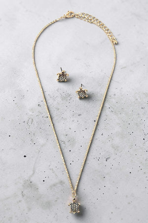 SEA TURTLE PENDANT NECKLACE AND EARRING SET