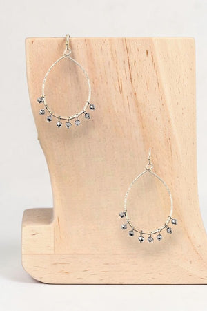 GLASS BEAD FRINGE TEARDROP DANGLE EARRING