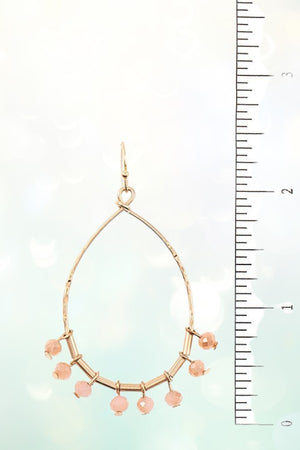 GLASS BEAD FRINGE TEARDROP DANGLE EARRING
