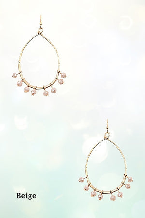 GLASS BEAD FRINGE TEARDROP DANGLE EARRING