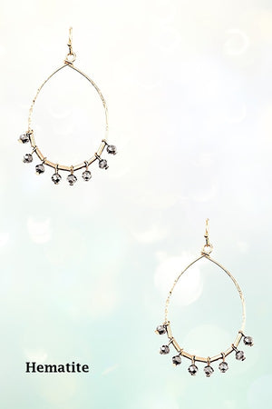 GLASS BEAD FRINGE TEARDROP DANGLE EARRING