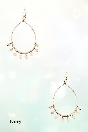 GLASS BEAD FRINGE TEARDROP DANGLE EARRING