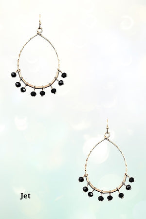 GLASS BEAD FRINGE TEARDROP DANGLE EARRING