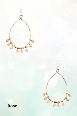 GLASS BEAD FRINGE TEARDROP DANGLE EARRING