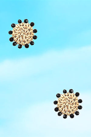 ROUND WOVEN BEAD ACCENT POST EARRING