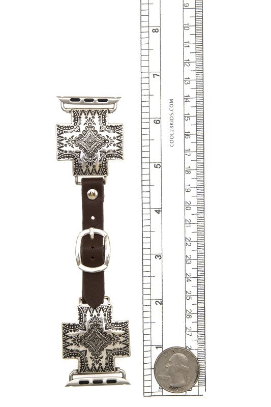 ETCHED CROSS WATCH BAND