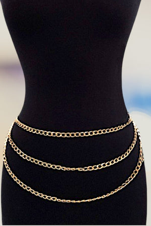 TRIPLE LAYERED GOLD CHAIN FASHION BELT