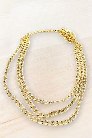 TRIPLE LAYERED GOLD CHAIN FASHION BELT