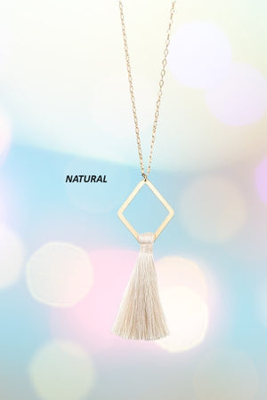 ELONGATED DIAMOND TASSEL PENDANT NECKLACE SET