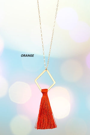 ELONGATED DIAMOND TASSEL PENDANT NECKLACE SET