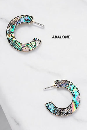 NACRE STONE LIKE SEMI HOOP EARRING