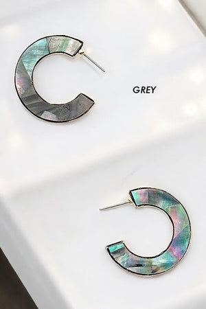 NACRE STONE LIKE SEMI HOOP EARRING
