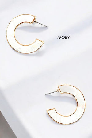 NACRE STONE LIKE SEMI HOOP EARRING