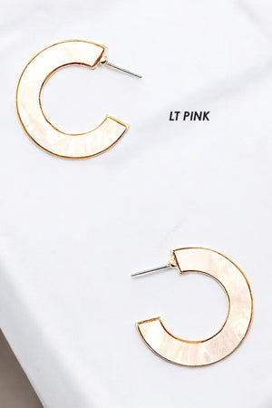 NACRE STONE LIKE SEMI HOOP EARRING