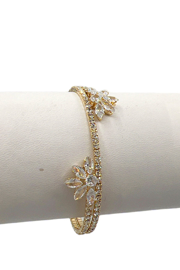 Wrap Crystal Gem Semi Floral Tip Bracelet
