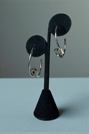 TWISTED ACCENT SEMI HOOP EARRING