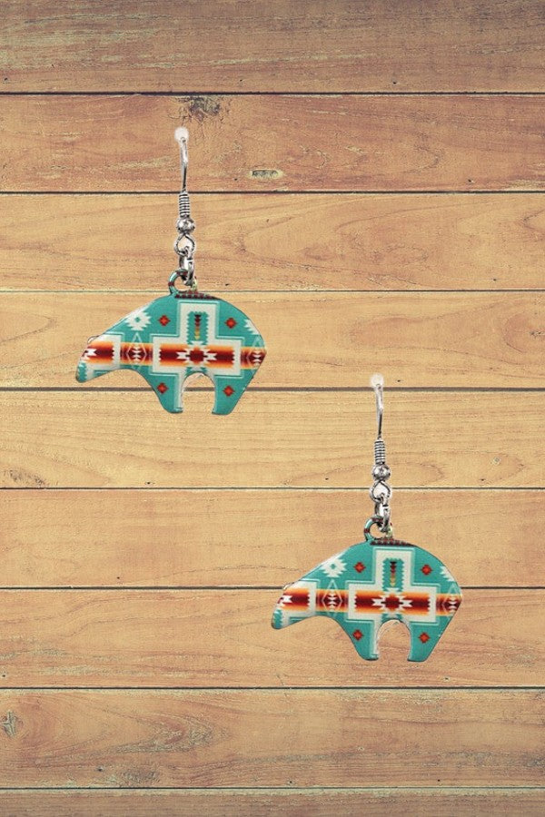 MIX PRINT BEAR DANGLE EARRING