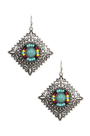 ETCHED DIAMOND BEAD EARRING