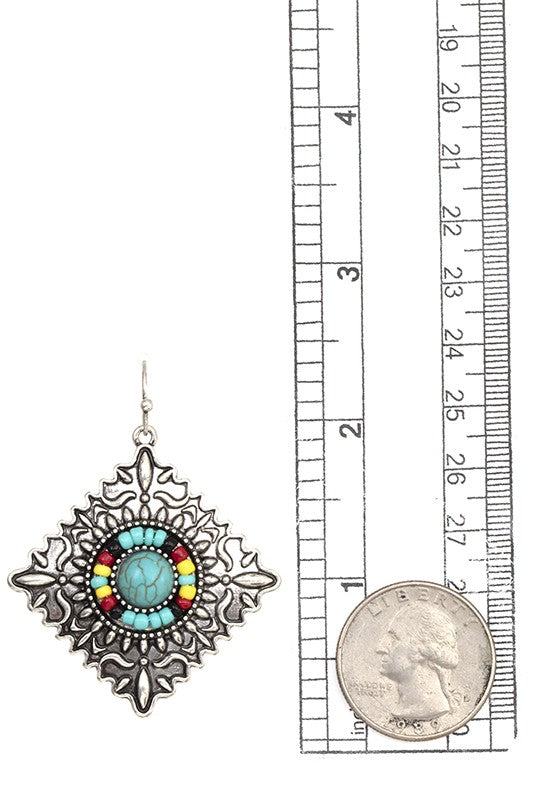 ETCHED DIAMOND BEAD EARRING