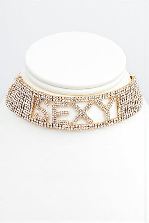 SEXY RHINESTONE PAVE CHOKER NECKLACE