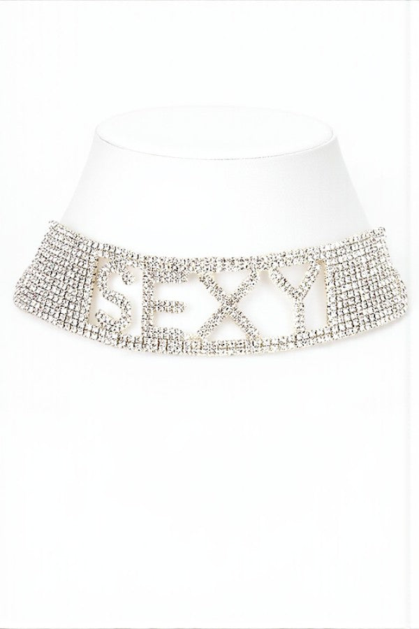 SEXY RHINESTONE PAVE CHOKER NECKLACE