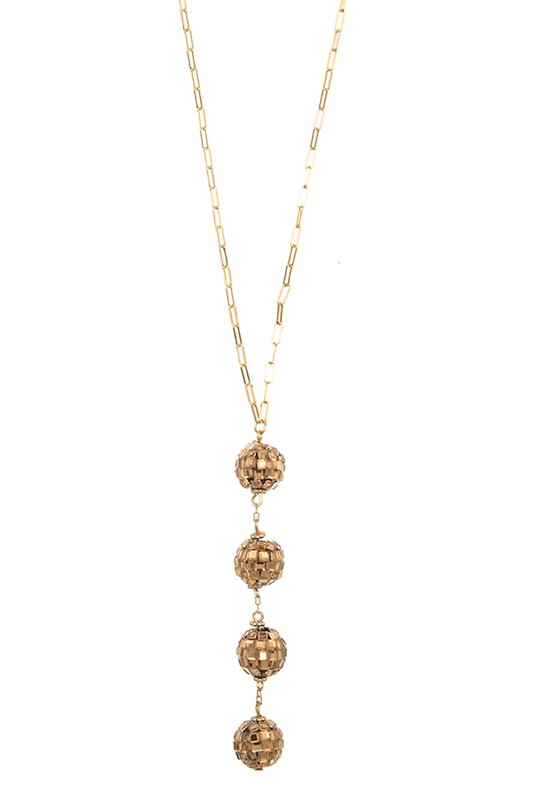 TRIPLE ORB GEM PAVE PENDANT LONG NECKLACE SET