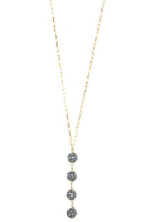 TRIPLE ORB GEM PAVE PENDANT LONG NECKLACE SET