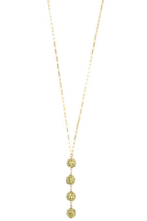 TRIPLE ORB GEM PAVE PENDANT LONG NECKLACE SET