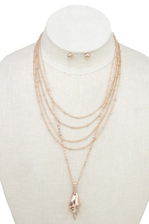 LAYERED SHELL PENDANT NECKLACE SET