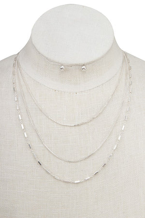 LAYERED RECTANGLE STATION NECKLACE SET