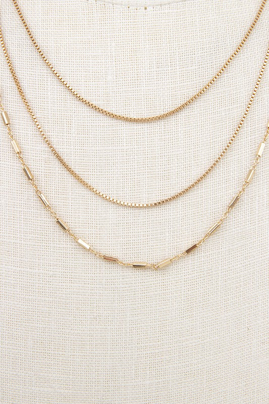 LAYERED RECTANGLE STATION NECKLACE SET