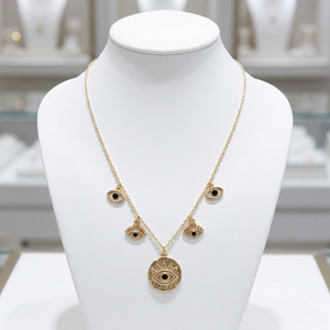 EVIL EYE CHARMS DANGLE NECKLACE