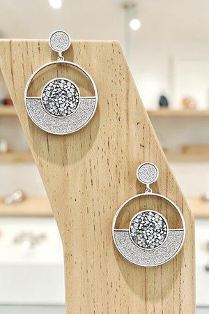 GEM CLUSTER GEOMETRIC DROP EARRINGS