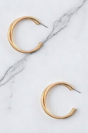 DOUBE SEMI CIRCLE SEMI HOOP EARRING