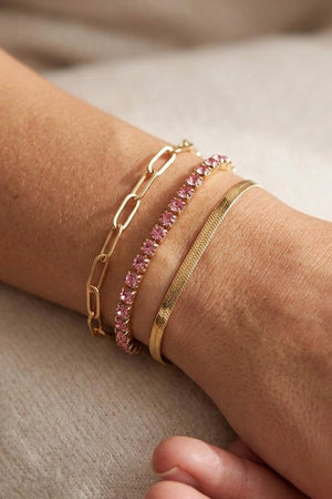 RHINESTONE PAVE MIX CHAIN BRACELET SET