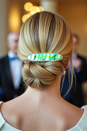 MIX PRINT LONG OVAL HAIR CLIP PIN