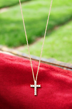 CZ STONE CROSS PENDANT NECKLACE