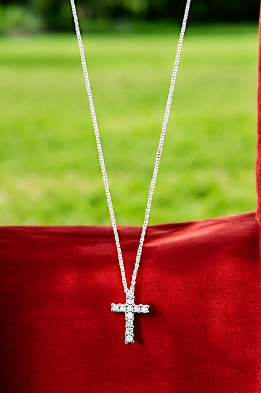 CZ STONE CROSS PENDANT NECKLACE