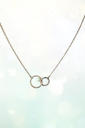PEARL ACCENT DOUBLE RING PENDANT NECKLACE